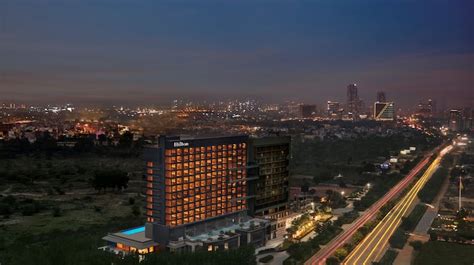Modern facade of Hilton Gurugram Baani City Centre in Sector 63